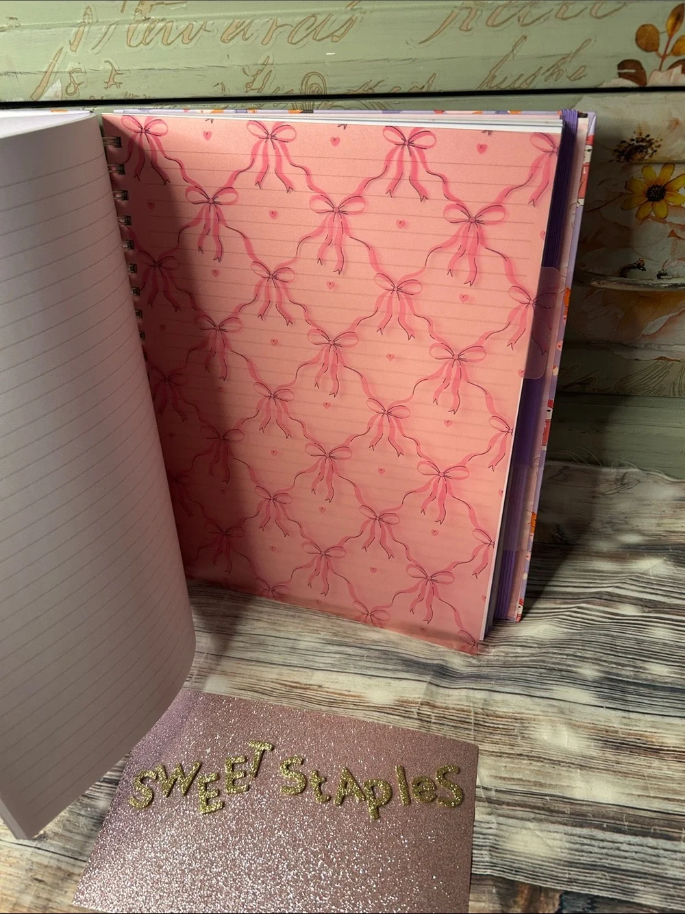 🎀😻 Adorable Kitty Cat Pattern Five-Subject Notebook Pink Purple Big